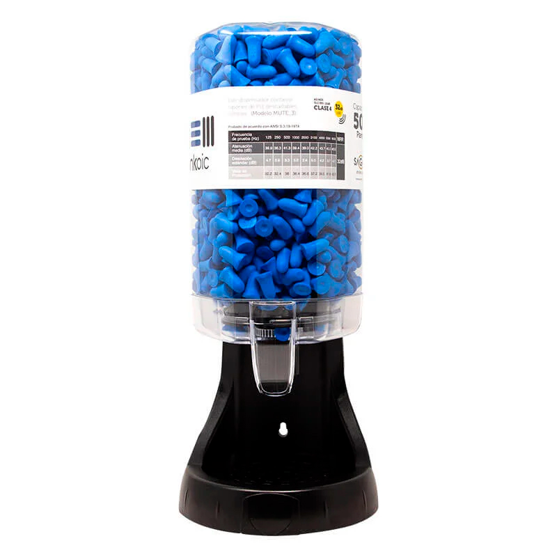 Dispensador con base incluye 500 pares de tapones PA-MUTE3-DISP